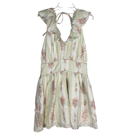 Tularosa Dresses & Skirts - Tularosa Floral Mini Dress Small Ruffle Cottagecore Coquette Pastel Sundress